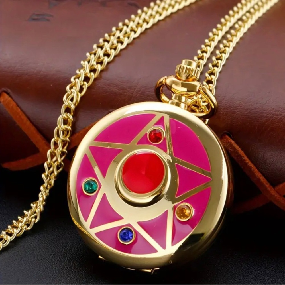 Sailor Moon Pentacle Quartz Pocket Watch Necklace
